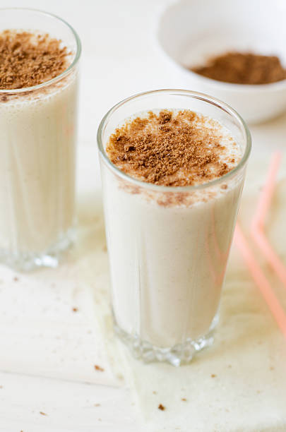 istock milkshake with chocolate topping in glass cup 531425423
