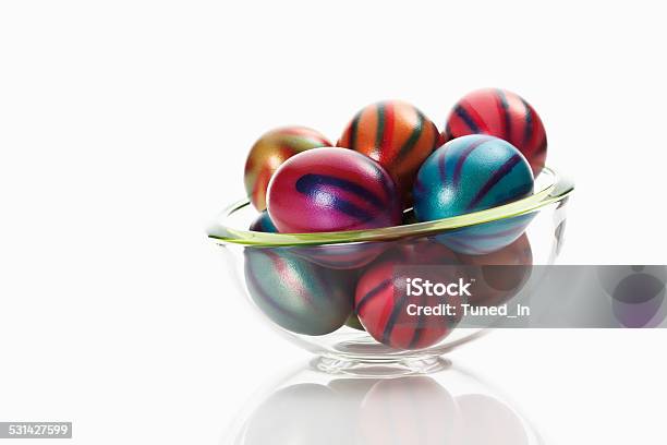 Easter Eggs In Glass Bowl Stock Photo - Download Image Now - 2015, Bowl, Celebration