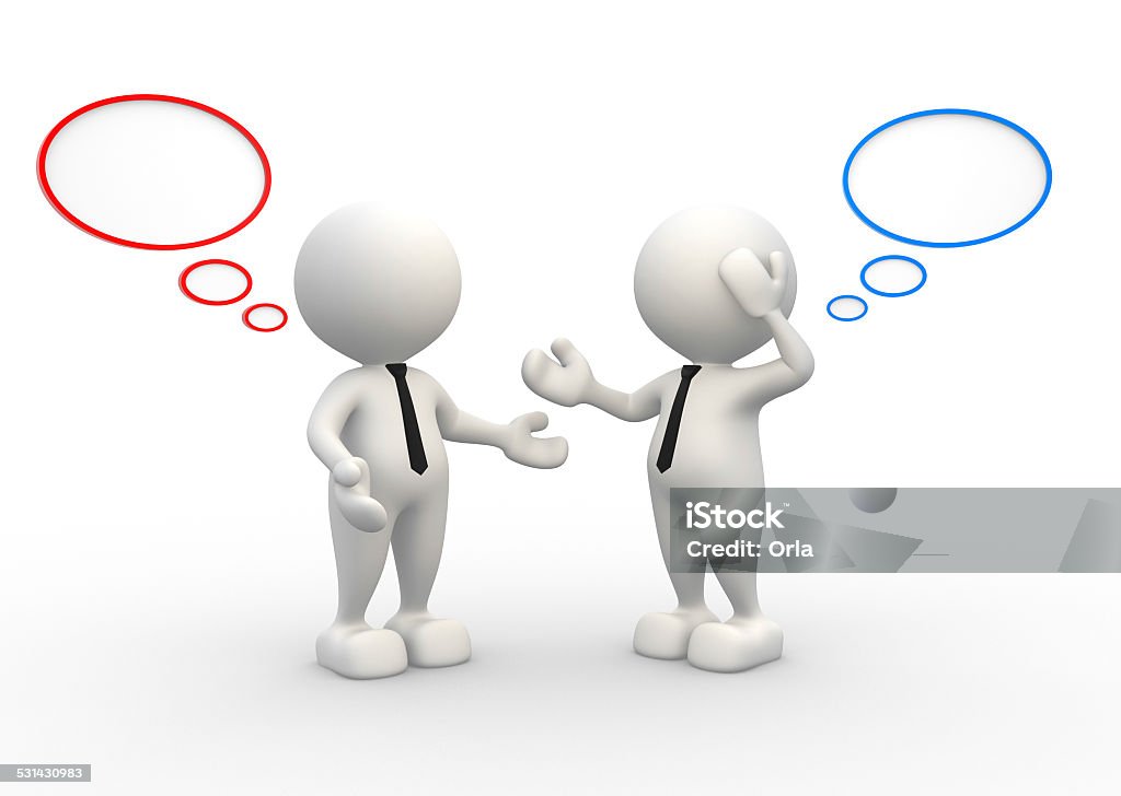 Bubbles 3d people - men, person and a blank bubbles. Talking 2015 Stock Photo