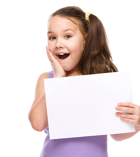 istock Girl is holding blank banner 531432161