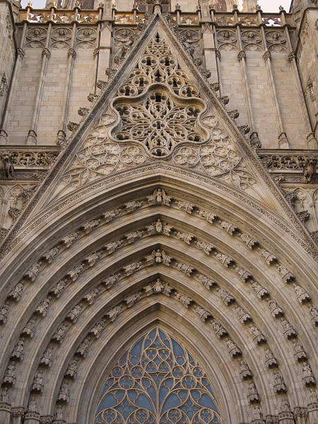 istock Gothic Catholic Cathedral Facade Steeples Barcelona Catalonia Spain. 531432235