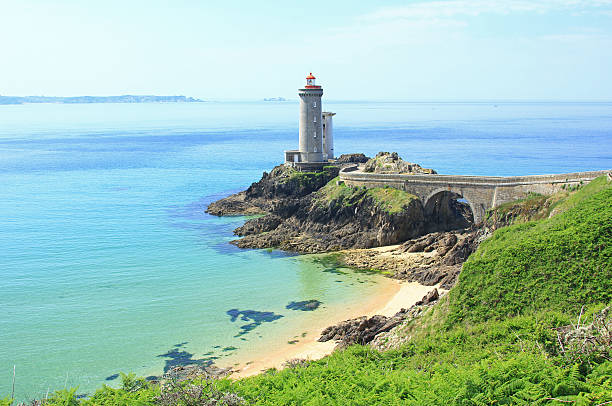 Lighthouse "Phare du Petit Minou", France Lighthouse "Phare du Petit Minou" at the roadstead of Brest, Finistere, Brittany, France brest brittany photos stock pictures, royalty-free photos & images