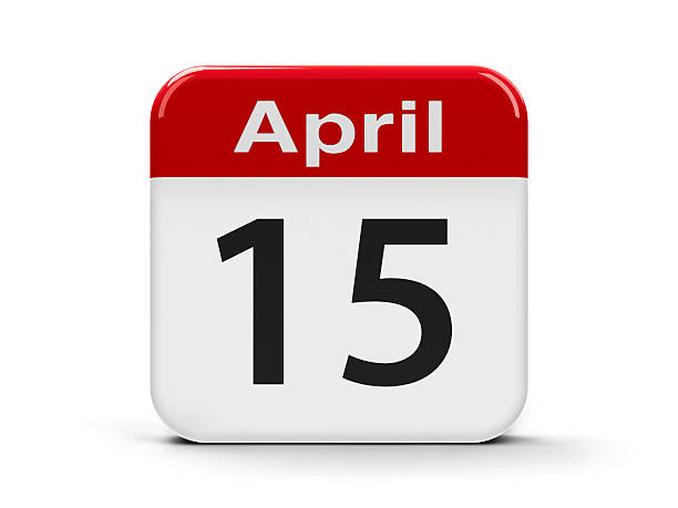 15th April Calendar web button - Fifteenth of April - World Culture Day and Tax Day in USA, three-dimensional rendering circa 15th century stock pictures, royalty-free photos & images