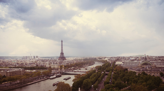 Panoramic view of Paris in the evening