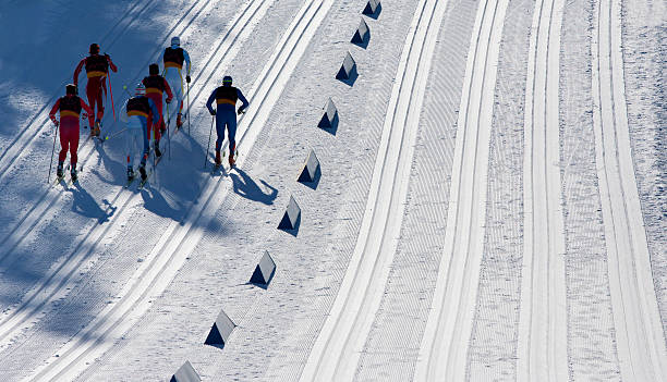 cross-country ski-rennen - ski track stock-fotos und bilder