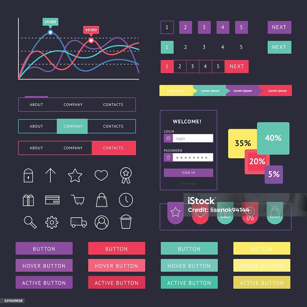 Vector Store Ui Flat Ui Vector Set Stock Illustration - Download Image Now - Data ...