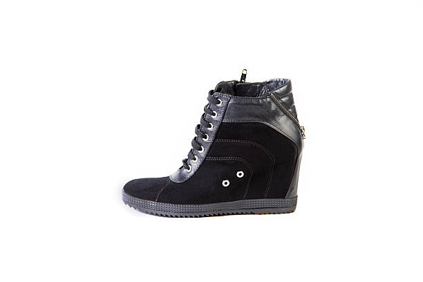istock Suede women's boots on a white background, black shoes 531459992