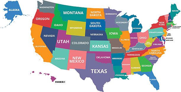 COLORFUL MAP OF USA The USA map was traced and simplified in Adobe Illustrator on 5 JULY 2013 from a copyright-free resource below: georgia us state stock illustrations