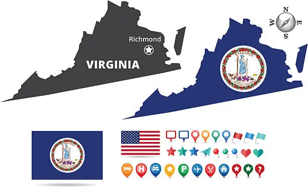 Vector illustration of Virginia Map Kit