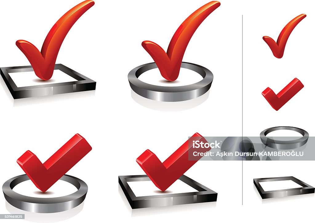 Vote checks Red check marks, Square and circle frame Check Mark stock vector