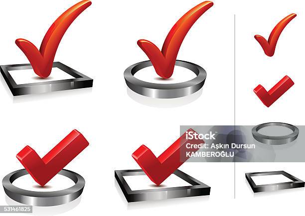 Vote Checks Stock Illustration - Download Image Now - Check Mark, Three Dimensional, Red