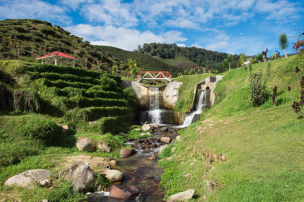istock Artificial waterfall with blue sky in Cameron Highlands 531462234