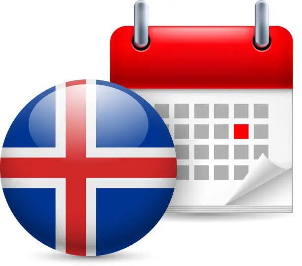 Vector illustration of Icon of National Day in Iceland