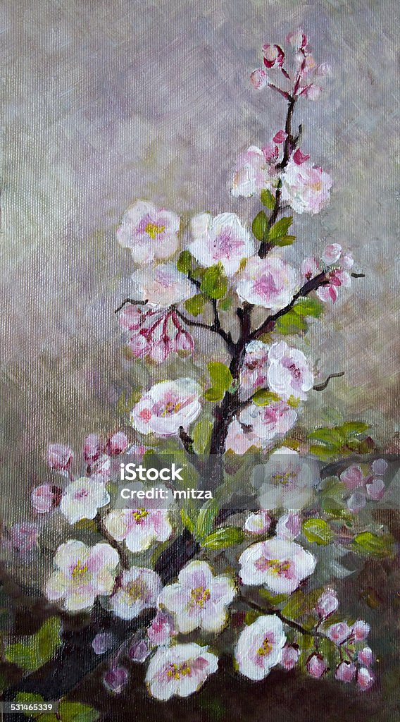 Acrylic painted apple tree blossom on textured background This is my artwork and I am the owner of the copyright. Apple tree blossom on textured background. Acrylic Painting stock illustration
