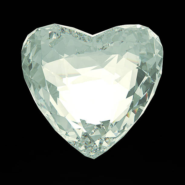 istock Beautiful low poly white crystal heart isolated on black background 531465660