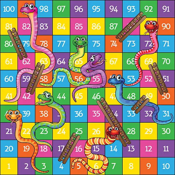 Vector illustration of Snakes and Ladders