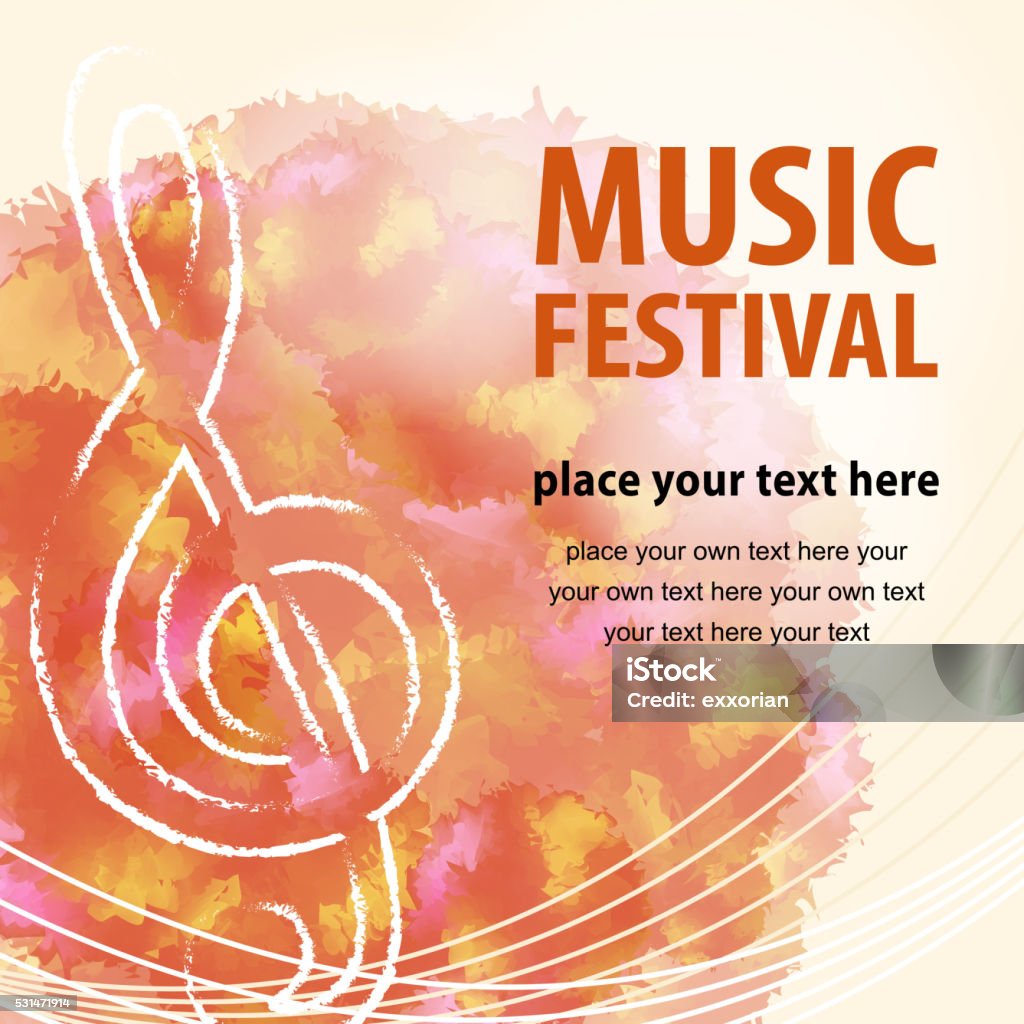 Music Festival Poster Music symbol in watercolor painting background. Music stock vector