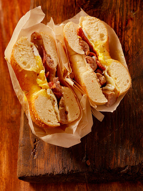 istock Bagel, Bacon, Sausage and Egg Breakfast Sandwich 531473896