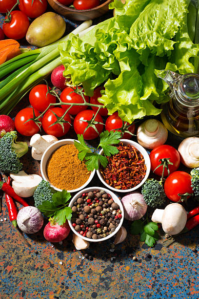 istock assortment of spices and fresh organic vegetables 531474436