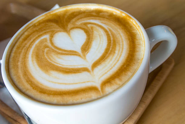 istock Hot Latte Coffee art in white cup 531475207