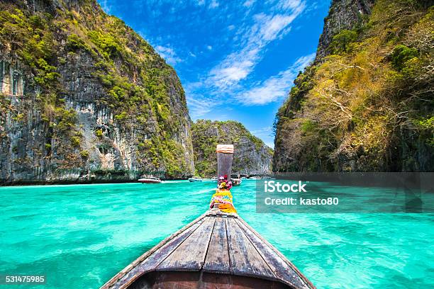 Wooden Boat On Phiphi Island Thailand Stock Photo - Download Image Now - Island, Nautical Vessel, Phi Phi Islands