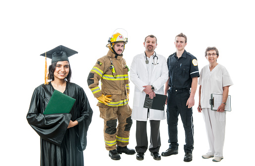 Workers of different occupations isolated on white background