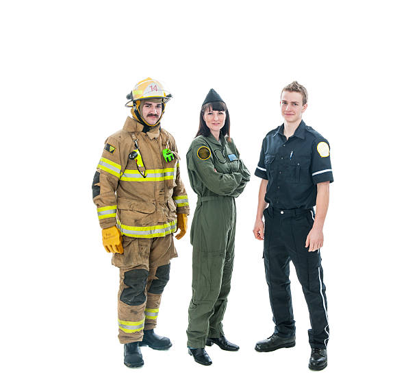Occupations Workers of different occupations isolated on white background police and firemen stock pictures, royalty-free photos & images