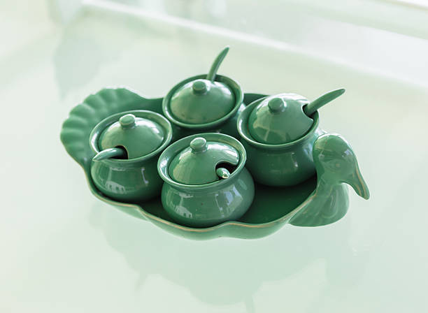 istock GREEN DUCK BOWL OF SAUCES ,GREEN CERAMIC 531478303