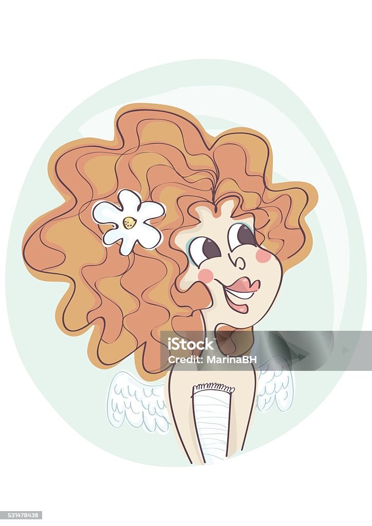Sweet ange adorable fille avec des ailes d'ange blanc - clipart vectoriel de Adolescence libre de droits