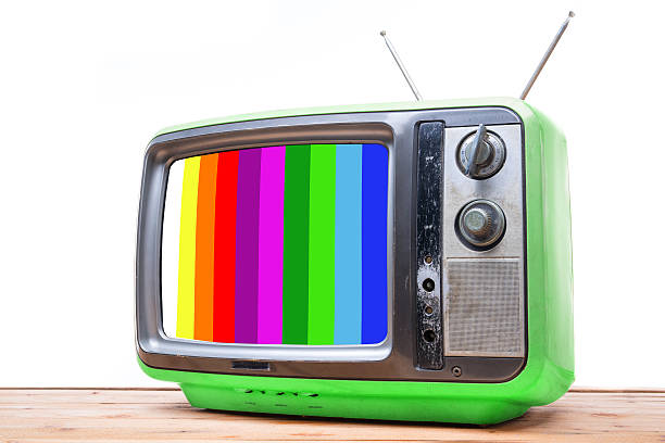 istock Green Vintage TV on wood table 531479039