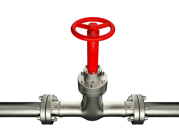 3 d industriale e valvola tubo su sfondo bianco. - pipeline pipe valve three dimensional shape foto e immagini stock