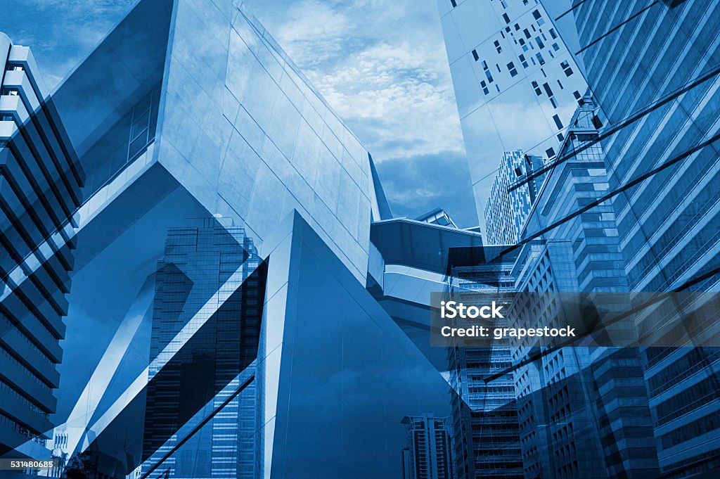 Reflection of modern tower Reflection of modern tower for business background 2015 Stock Photo