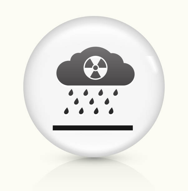 illustrazioni stock, clip art, cartoni animati e icone di tendenza di nucleare pioggia icona su pulsante vettoriale bianco rotondo - acid rain