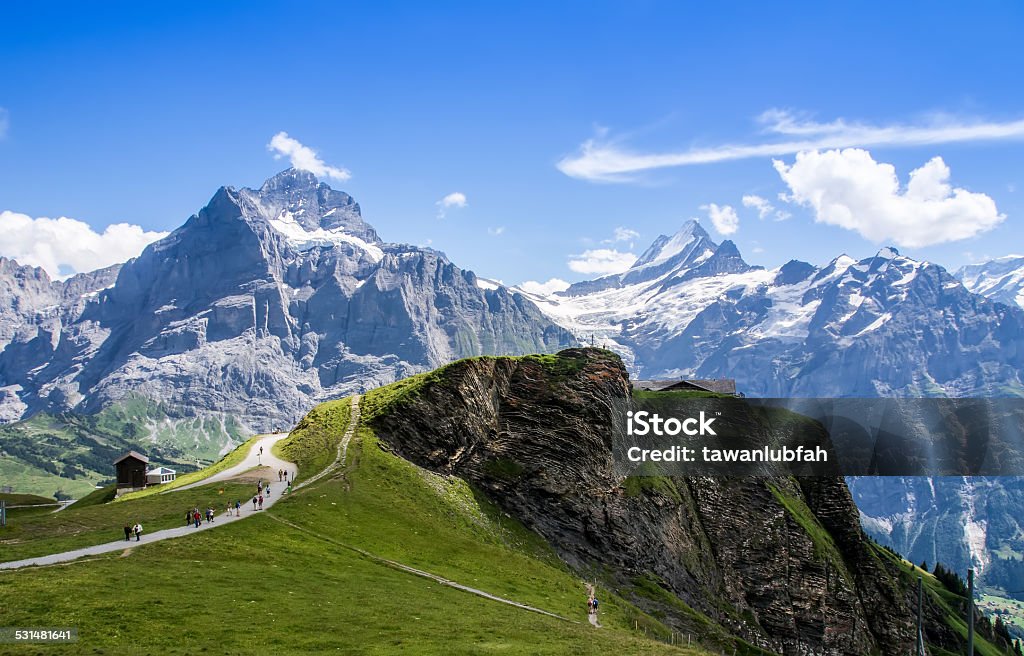 Berühmte Eiger, Mönch und Jungfrau-Gebirge in der Gegend um das Jungfrau regio - Lizenzfrei Jungfraujoch Stock-Foto