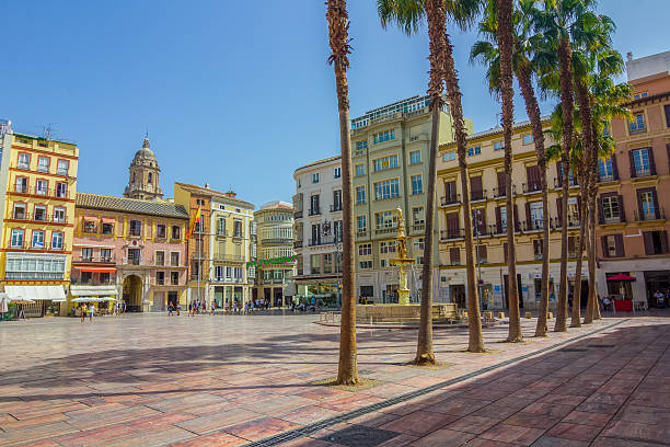 MALAGAfamous Plaza de la Constitucion, Malaga, Spain stock photo