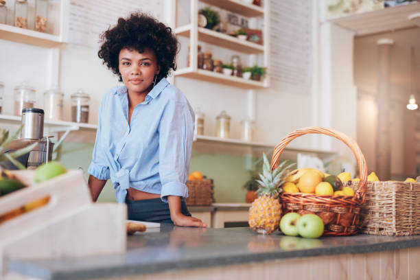 istock Confident woman juice bar owner 531481942