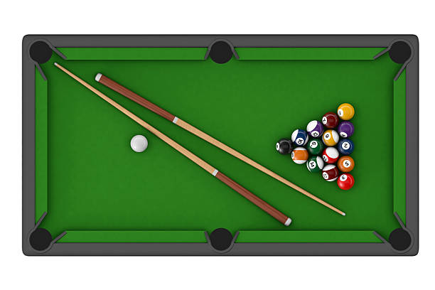istock Billiard table with balls set and cues 531482133