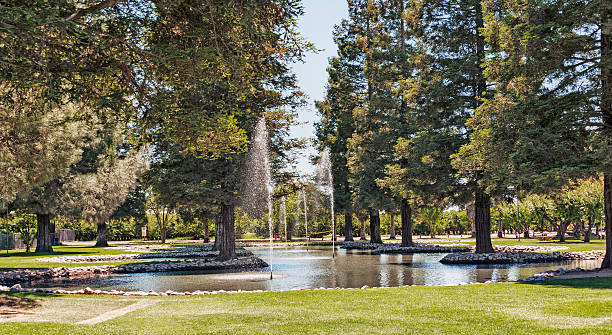 parco di modesto in california con area picnic e acqua nebulizzata - stanislaus county foto e immagini stock