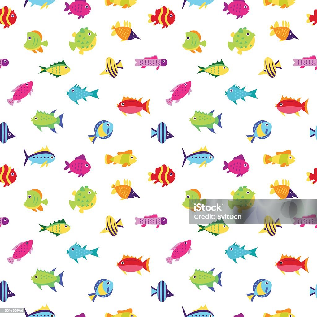 Cartoon Patterned Fish Seamless Vector Pattern With Cute Cartoon Fish Stock Illustration ...