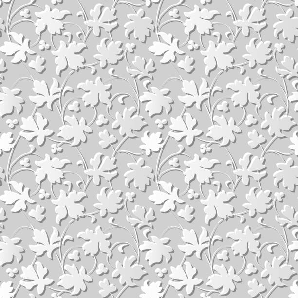 istock Seamless 3D paper cut 428 vintage nature leaf vine 531485906