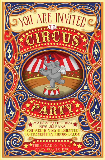 Poster Invite for Circus Party with Elephnant