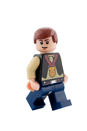 Adelaide, Australia - December 5, 2014: A studio shot of a Han Solo Lego minifigure from the movie series Star Wars. Lego is extremely popular worldwide with children and collectors.