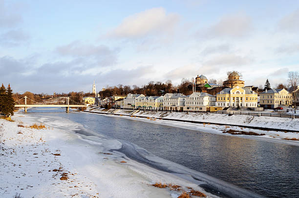 istock Frozen river Tvertsa in ancient russian town Torzhok 531488549