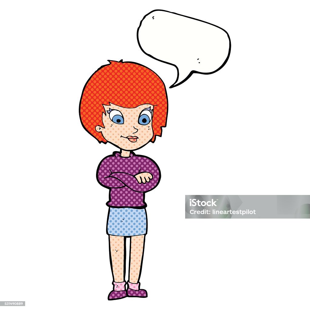 Cartoon Proud Woman With Speech Bubble Stock Illustration - Download Image  Now - Adult, Cheerful, Clip Art - iStock