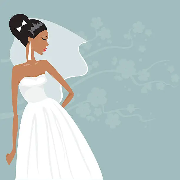 Vector illustration of beautiful bride in a wedding dress. Vector illustration