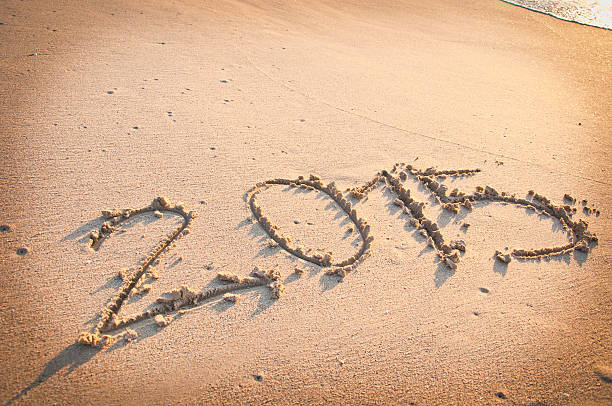 istock Inscription 2015 on sandy beach,close up 531492239