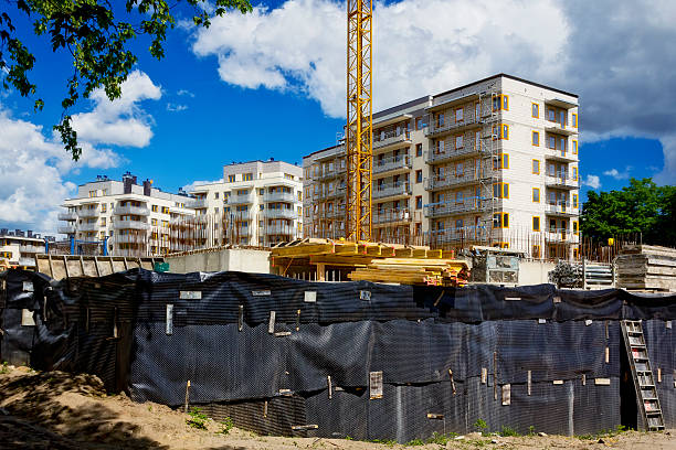 istock Complex of apartment buildings under construction 531493599
