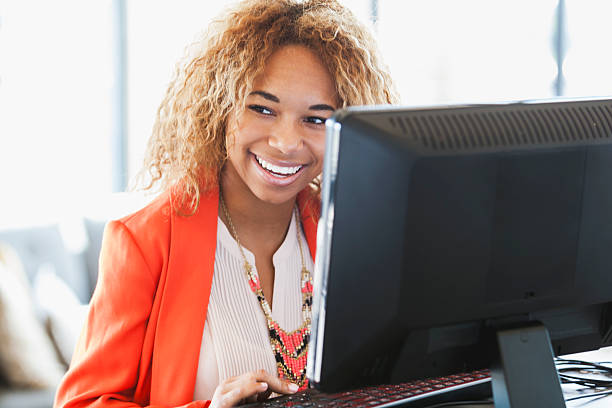 istock Young African American woman working on computer 531494109