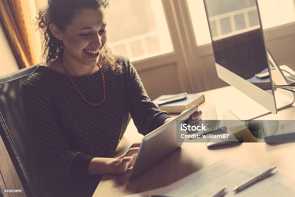 Young Woman Working at Home, Small Office 20-29 Years Stock Photo