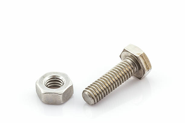 istock Metal screw and nuts on white background. 531505475